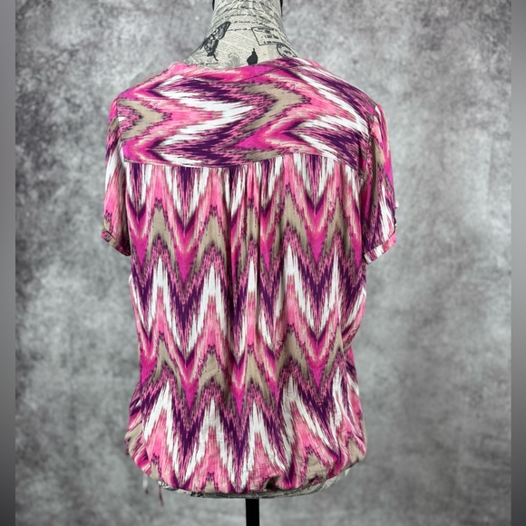 Croft & Barrow Pink and Purple Button Neckline Side Tie Top Size M - Picture 5 of 10